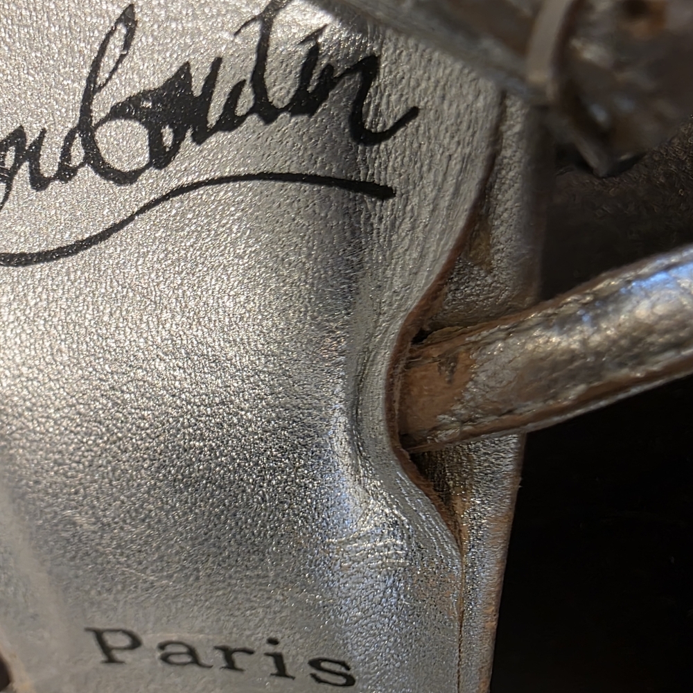 Christian Louboutin Silver Strappy Heels - Picture 11 of 16